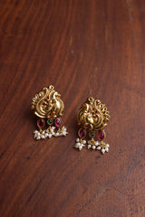 Matte Peaock Oval Studs