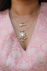 White Kundan Bird Layer Cord Necklace