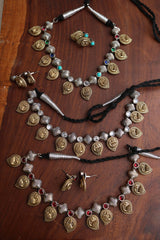 Two Tone Paisley Peacock Necklace