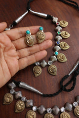 Two Tone Paisley Peacock Necklace