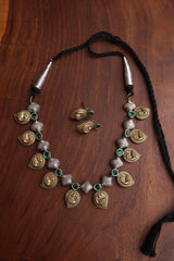 Two Tone Paisley Peacock Necklace