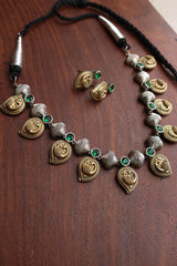 Two Tone Paisley Peacock Necklace