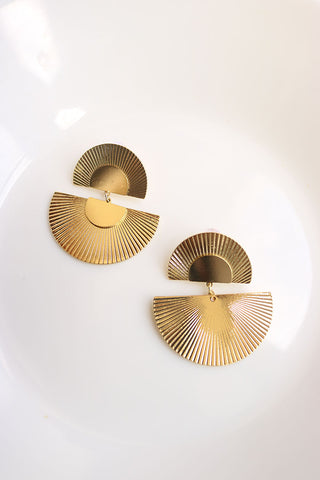 Gold Semi Fan Earrings