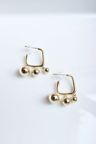 Gold Hoop Ball Earrings