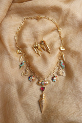 Multi Charms Rivet Necklace Set