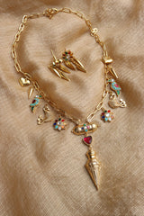 Multi Charms Rivet Necklace Set