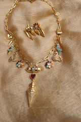 Multi Charms Rivet Necklace Set