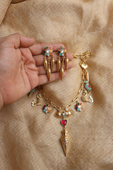 Multi Charms Rivet Necklace Set