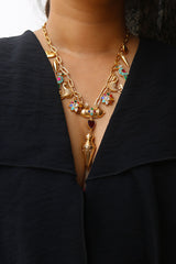 Multi Charms Rivet Necklace Set