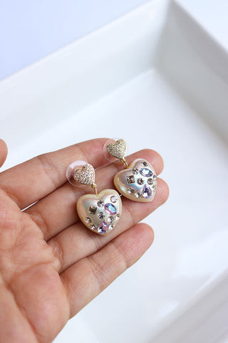 Bejewelled AD Heart Earrings