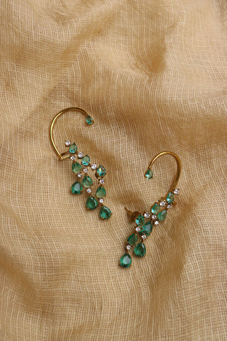 Green stones Ear Cuff