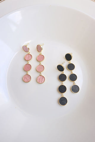 Circles Marble Drop Earrings