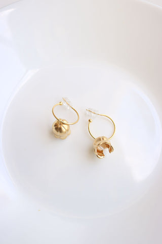 Matte Little Lotus Hoop Earrings