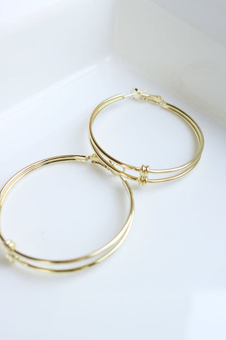 Gold Two Line Hoops
