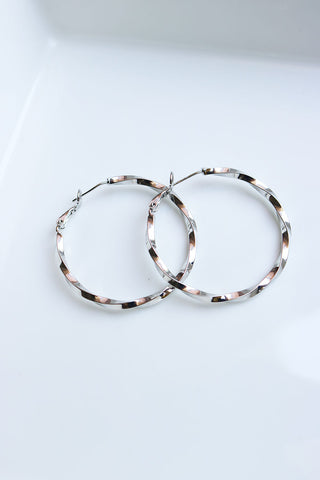 Silver Twister Hoops