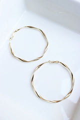 Gold Big Ribbon Twist Hoops