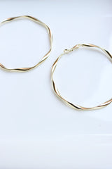 Gold Big Ribbon Twist Hoops