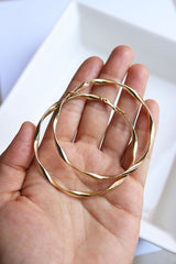 Gold Big Ribbon Twist Hoops