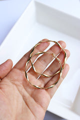 Gold Medium Ribbon Twist Hoops