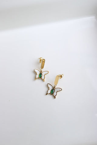 Green Butterfly Stone Earrings