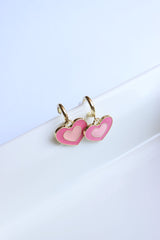Pink Heart Hoop Earrings