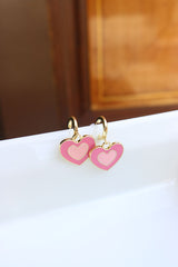 Pink Heart Hoop Earrings