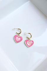 Pink Heart Hoop Earrings
