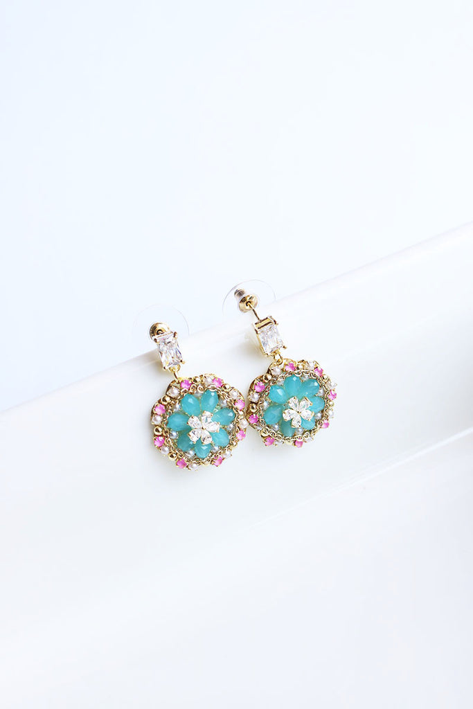 Rimjhim Meenakari pearl earrings-Sky Blue – Rohika Store