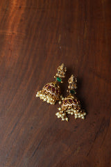 Lakshmi Emerald Oval Jhumkas