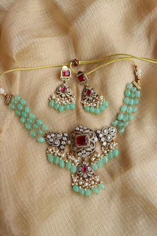 AD Kundan Ruby Red Choker Set