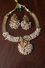 Peacock Cluster Pearls Short Set
