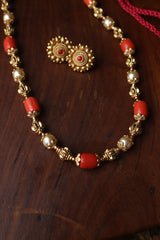 Coral Pearl Maala Set
