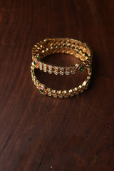 White Stone Square Circle Bangles