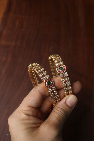 White Stone Square Circle Bangles