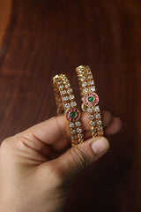 White Stone Square Circle Bangles