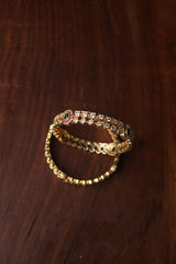 White Stone Square Circle Bangles