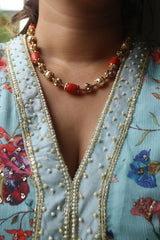 Coral Pearl Maala Set