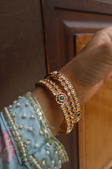 White Stone Square Circle Bangles