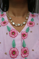 Classic Polki Tri Flower Necklace