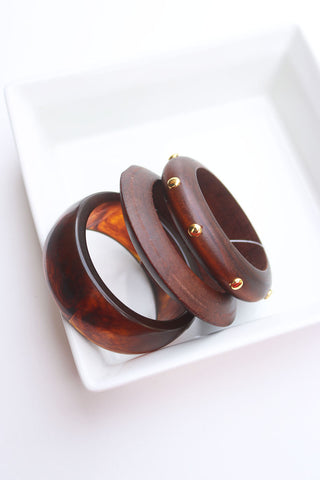 Set of 3 Wood Acrylic Bangles
