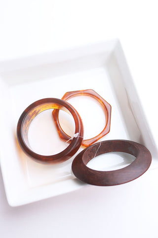 Set of 3 Classic Wood Acrylic Bangles