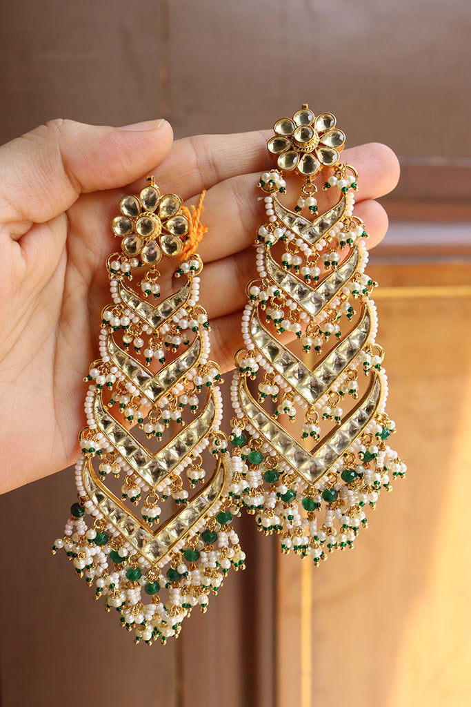 Kundan Multi Step Long Earrings – zahana