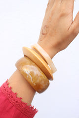 Set of 3 Light Wood Acrylic Bangles