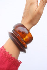 Set of 3 Classic Wood Acrylic Bangles