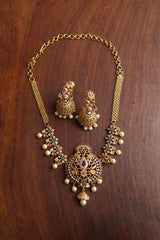 AD Peacock Choker set with Jhumkas