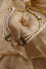 Kundan Centre Stone Pearls Choker Set