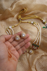 Kundan Centre Stone Pearls Choker Set
