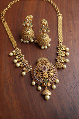 AD Peacock Choker set with Jhumkas