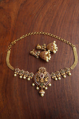 AD Peacock Choker set with Jhumkas