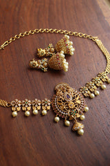 AD Peacock Choker set with Jhumkas